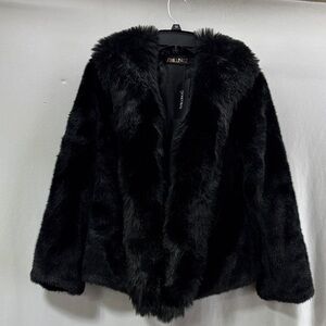Fhillinuo Black Teddy lined with pockets stunning faux fur Jacket coat S